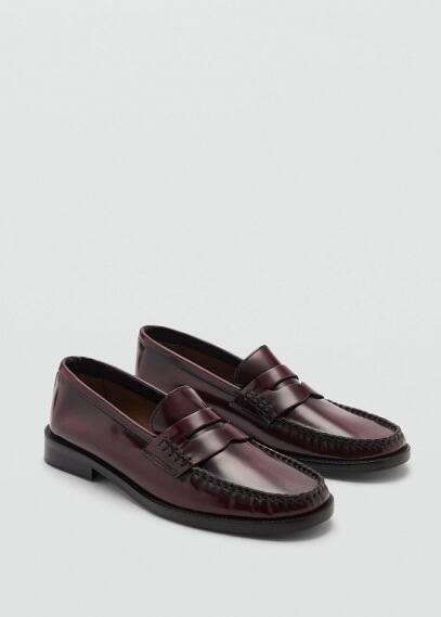 MANGO - Leather moccasin burgundy - 9½ - Women | MANGO (US)