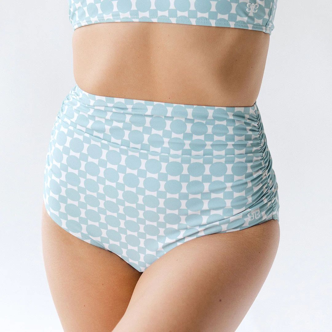 Mod Blue Ruched High-Waisted Bottoms | Albion Fit