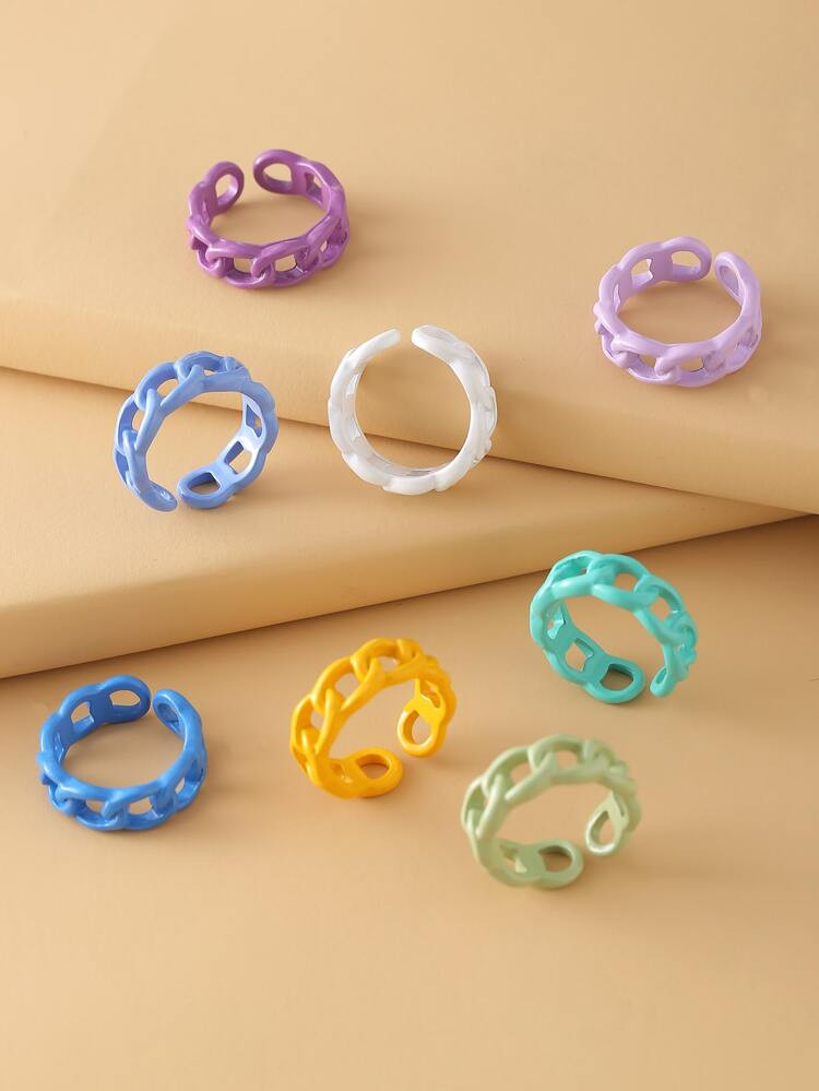 8pcs Chain Design Ring | SHEIN