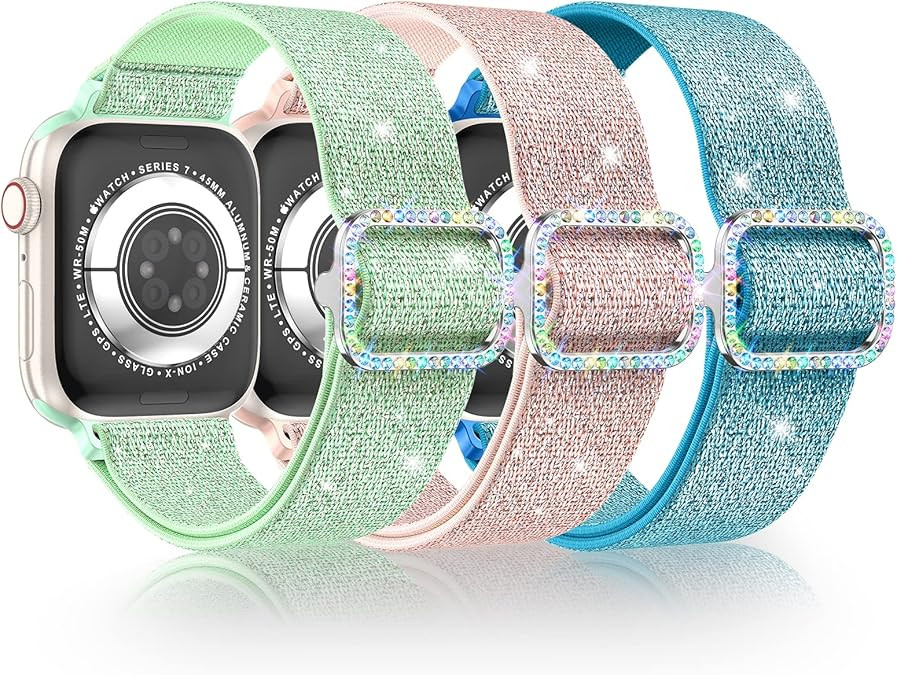 LETOID Stretchy Band Design for Apple Watch 38mm 40mm 41mm 42mm 44mm 45mm 49mm, 3 Pack Elastic Ny... | Amazon (US)