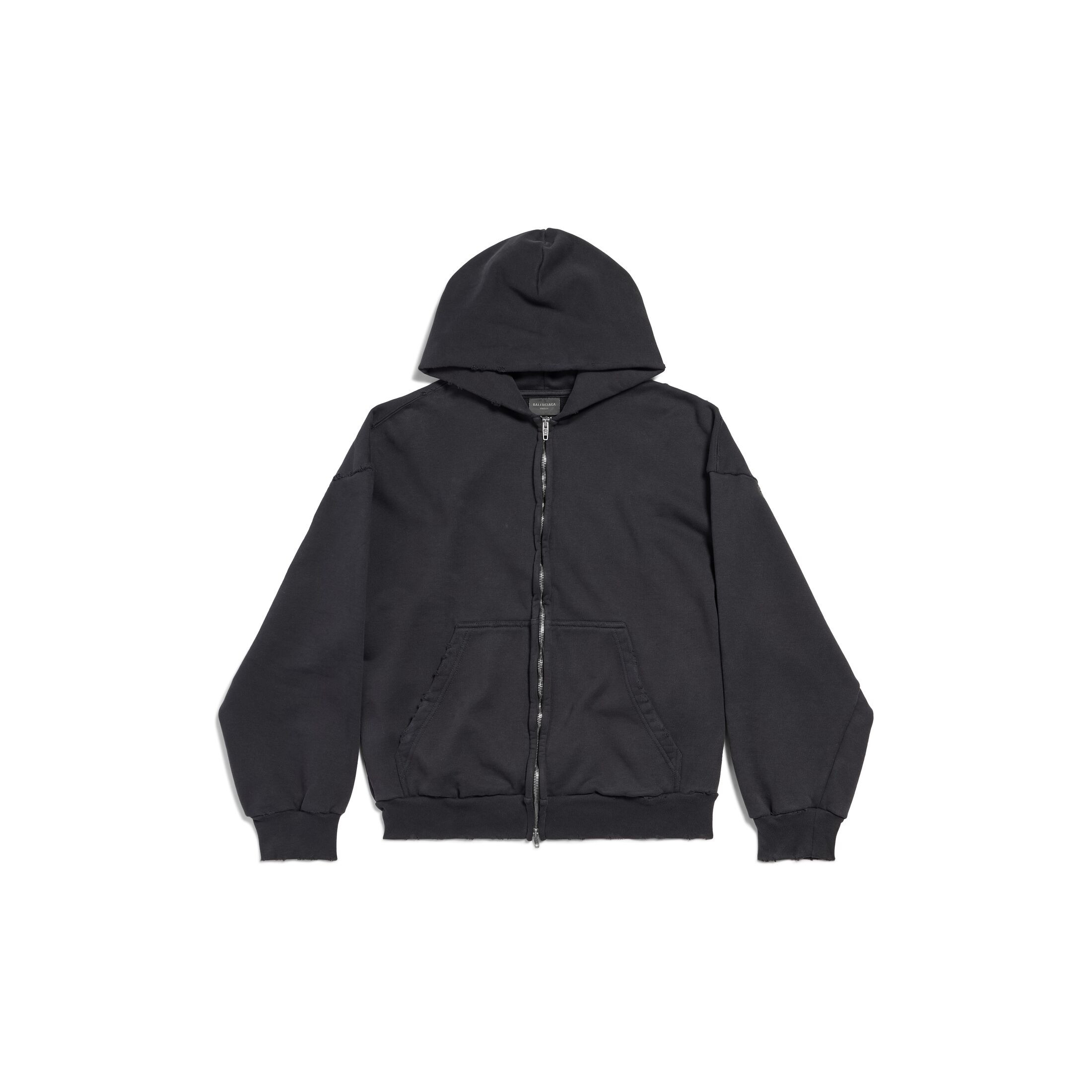 Balenciaga Painted Zip-Up Hoodie Regular Fit Black - Women's - XL - Cotton | Balenciaga