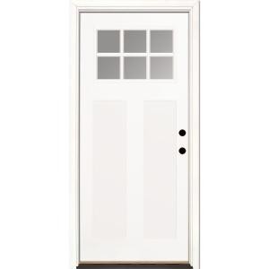 33.5 in. x 81.625 in. 6 Lite Clear Craftsman Unfinished Smooth Left-Hand Inswing Fiberglass Prehu... | The Home Depot