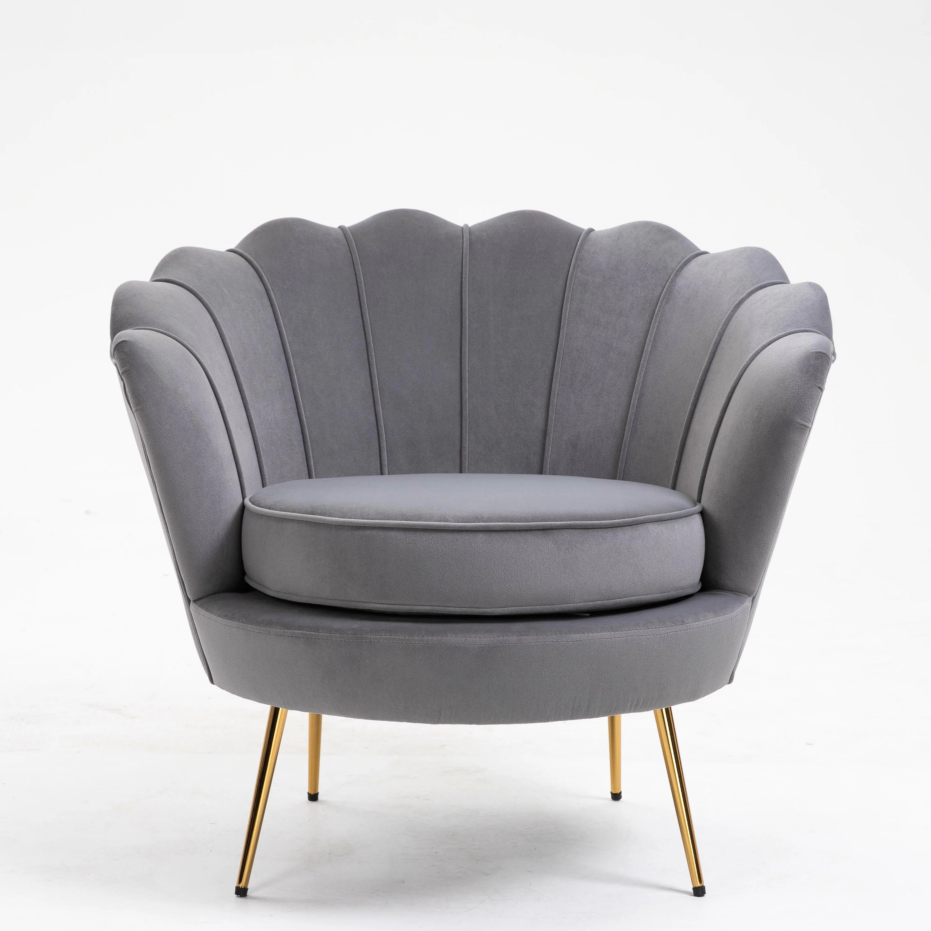 Accent Chairs for Living Room, Upholstered Velvet Accent Chair with Metal Legs, Modern Scalloped ... | Walmart (US)