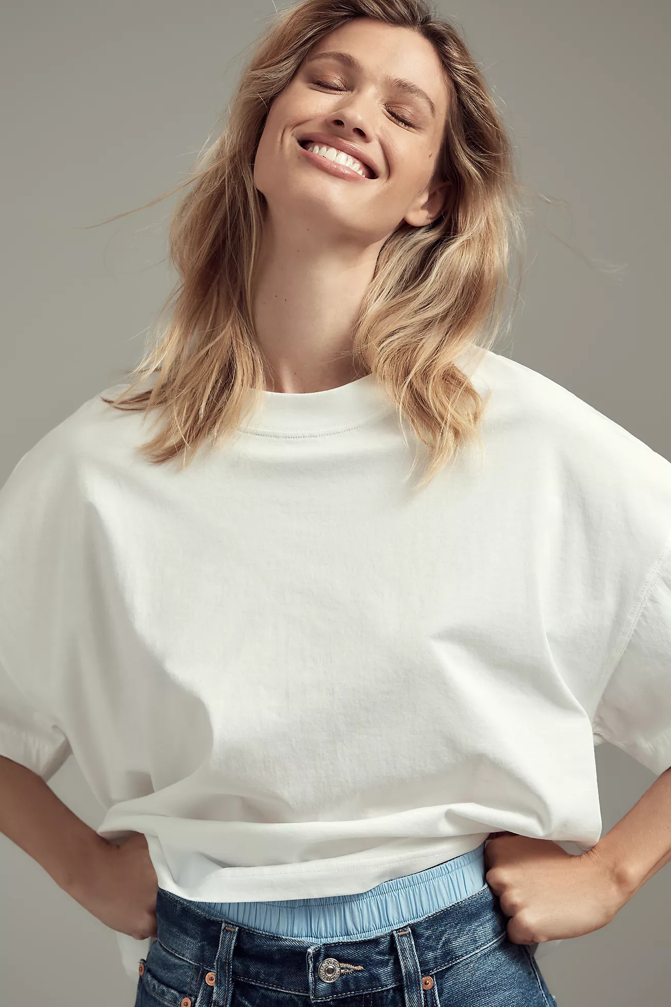 Maeve Oversized Short-Sleeve Mercerized Cotton Crew-Neck Tee | Anthropologie (US)