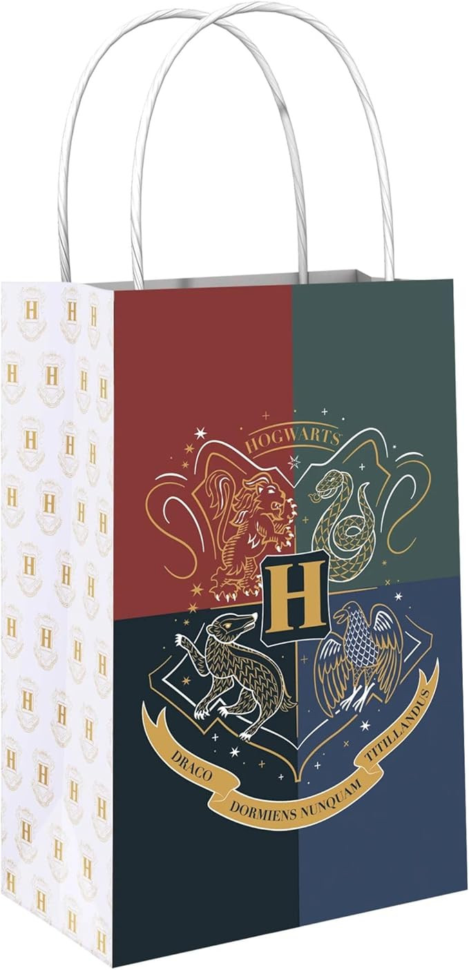 amscan Harry Potter Hogwarts United Paper Party Kraft Bags - 8.25" x 5.25" x 3" | Multi-color | P... | Amazon (US)