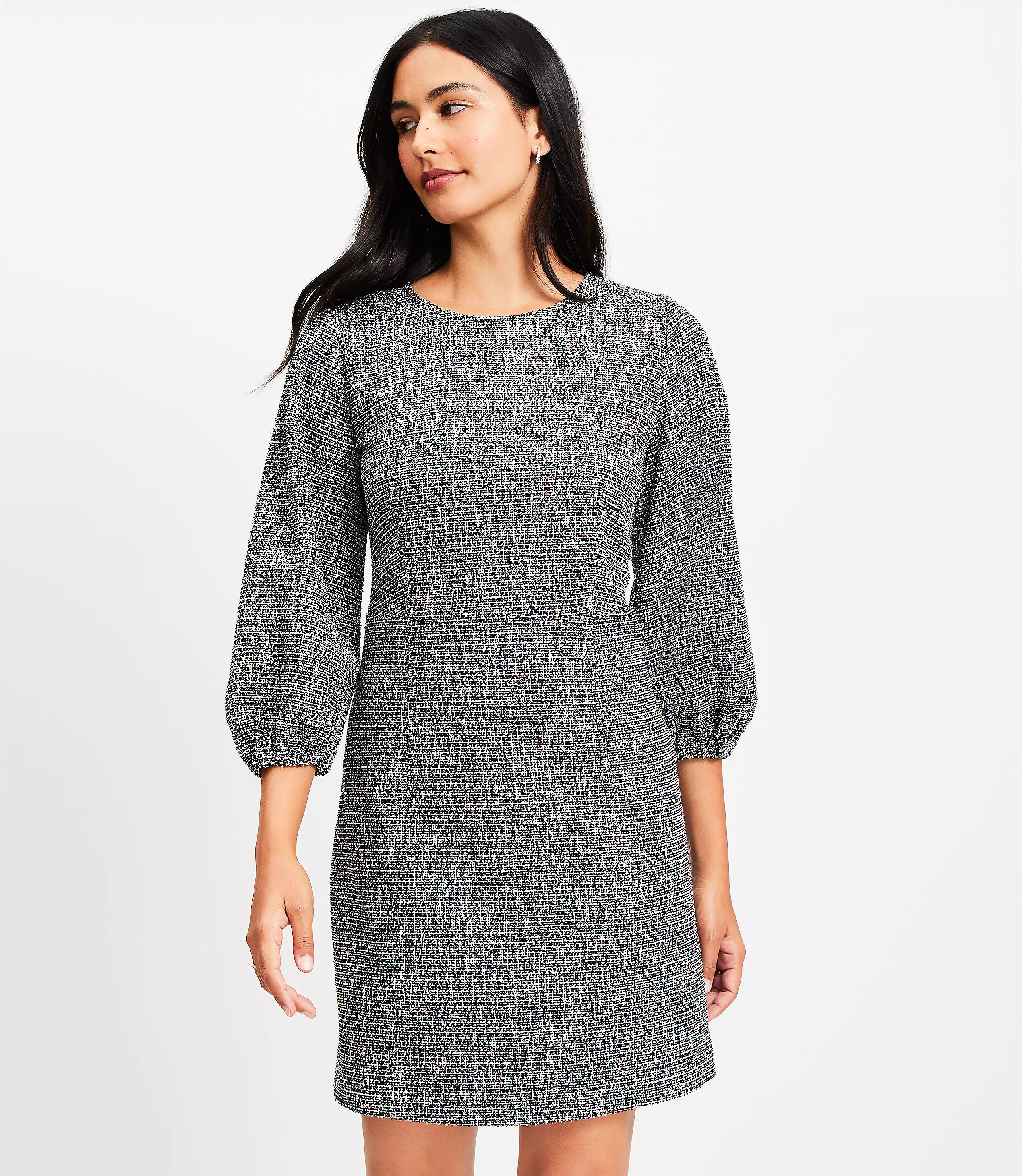 Petite Tweed Flare Mini Dress | LOFT