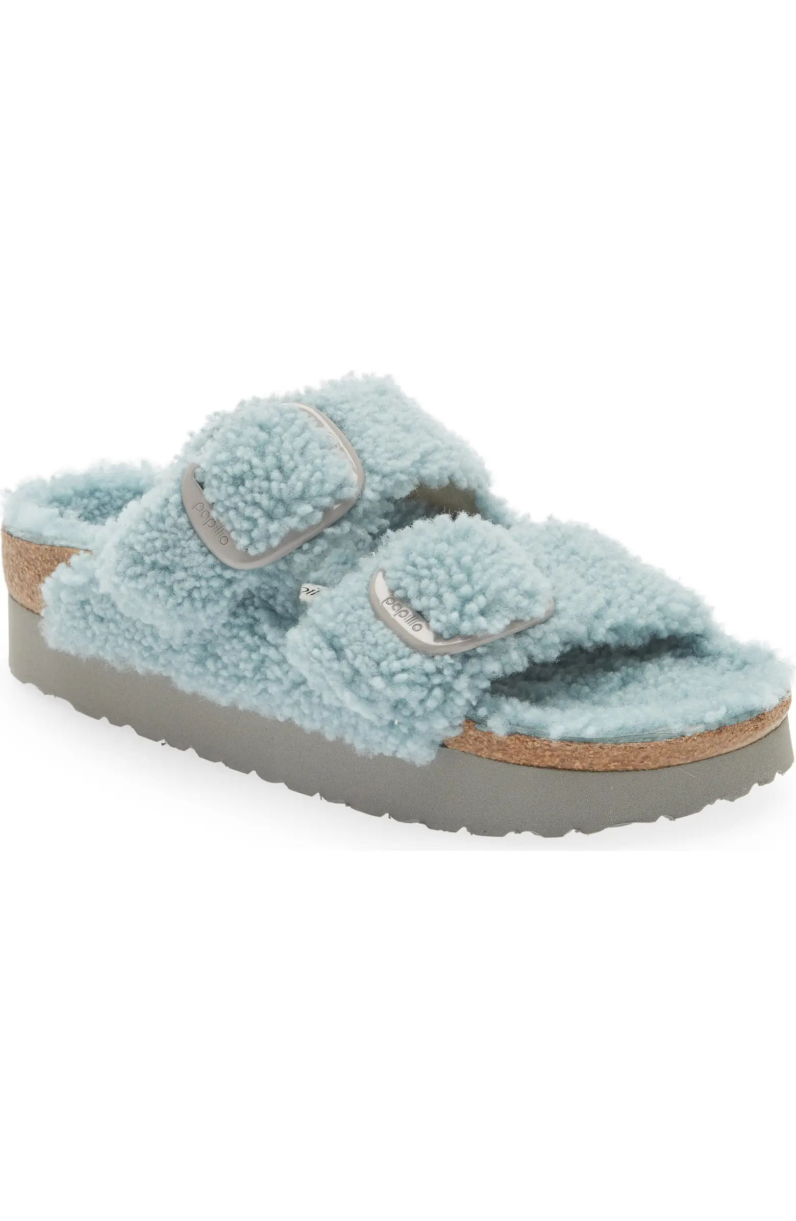 Papillio by Birkenstock Arizona Big Buckle Genuine Shearling Slide Sandal (Women) | Nordstrom Rack