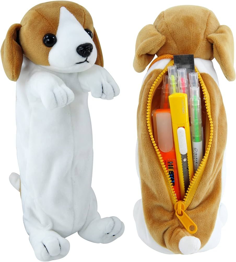 Pencil Case for Boys, 3D Plush Dog Pencil Pouch BB FUNHOUSE Soft Animal Stationery Cartoon Storag... | Amazon (US)