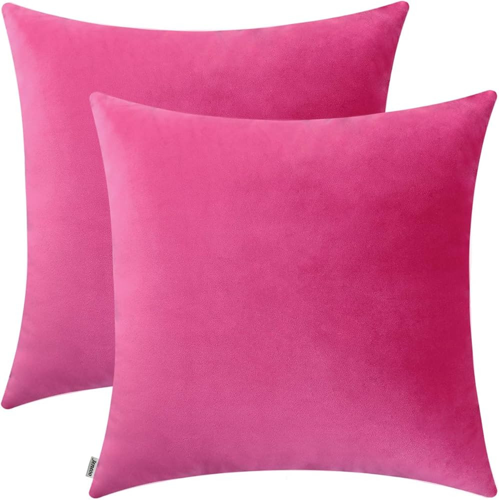 Jeneoo Comfy Soft Thick Velvet Throw Pillow Cases for Sofa Couch, Decorative Solid Square Cushion... | Amazon (US)
