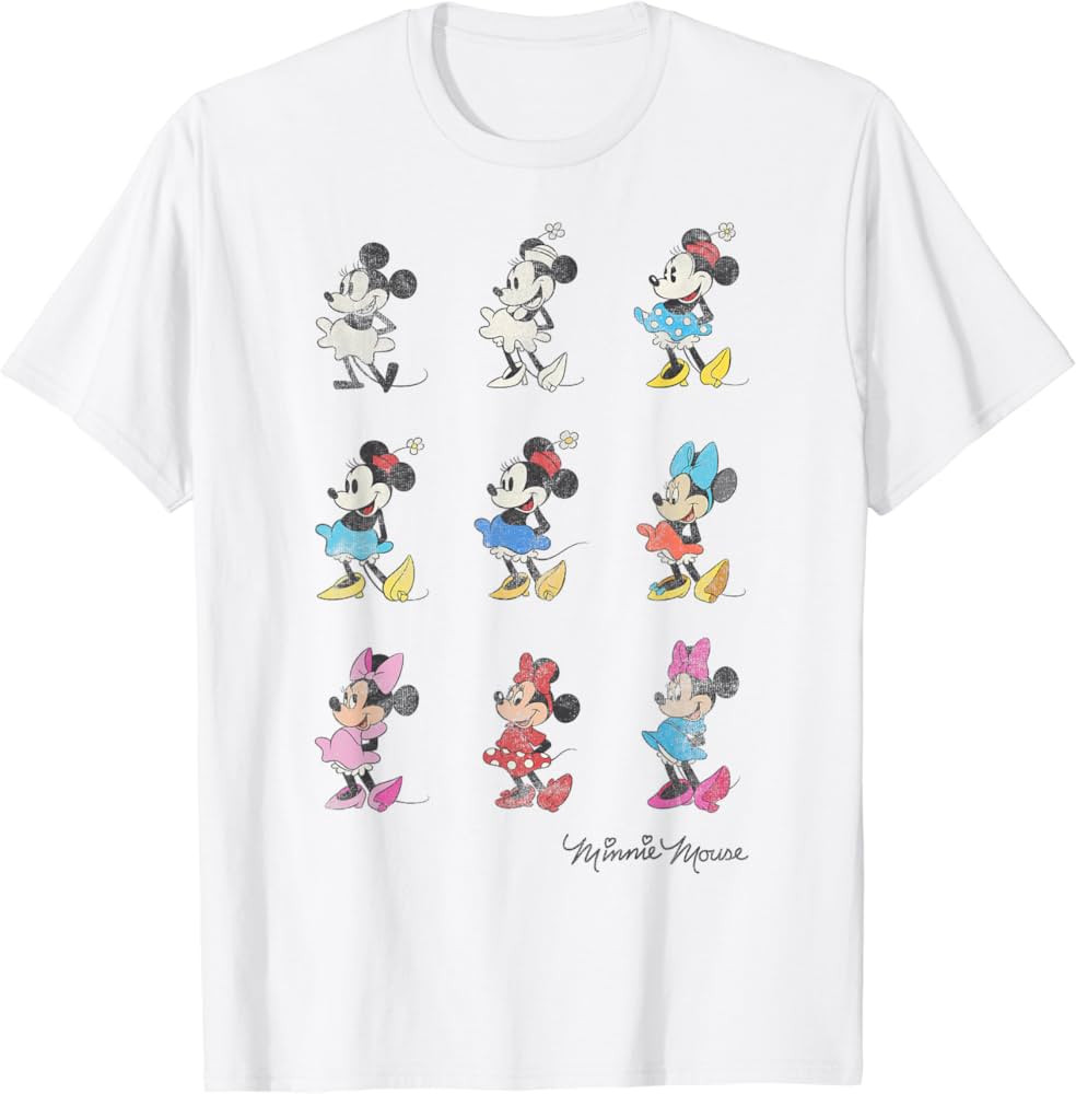Disney Mickey And Friends Minnie Mouse Through The Years Short Sleeve T-Shirt,Small | Amazon (US)