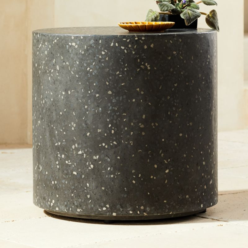 Terrazzo Black Outdoor Patio Side Table + Reviews | CB2 | CB2