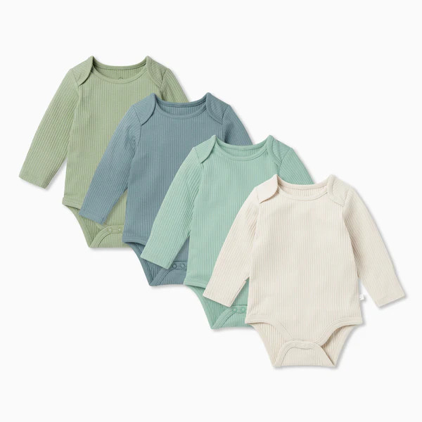 Ribbed Long Sleeve Bodysuit 4 Pack | Baby Mori (US)