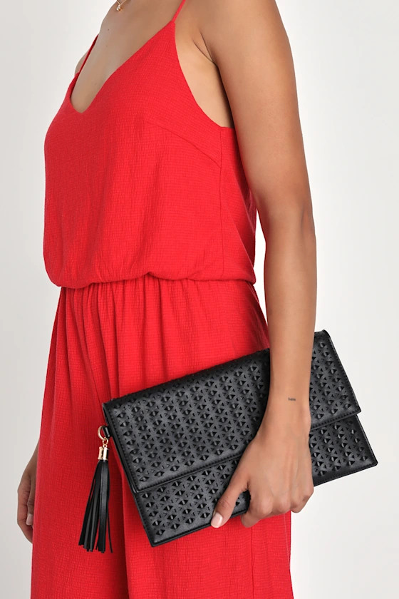 Chic Admiration Black Laser Cut Clutch | Lulus (US)