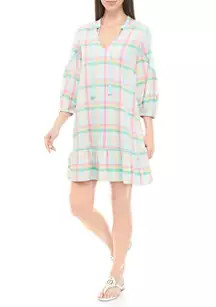 Women's Blouson Sleeve Plaid Peasant Dress | Belk