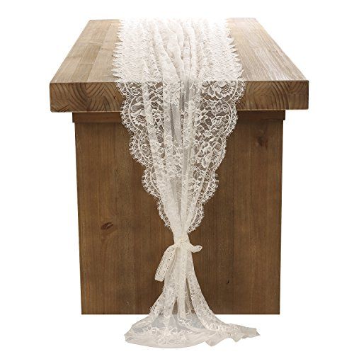 Ling's moment White Floral Lace Table Runner 32 x 120 Inches for Rustic Country Wedding Party, Brida | Amazon (US)