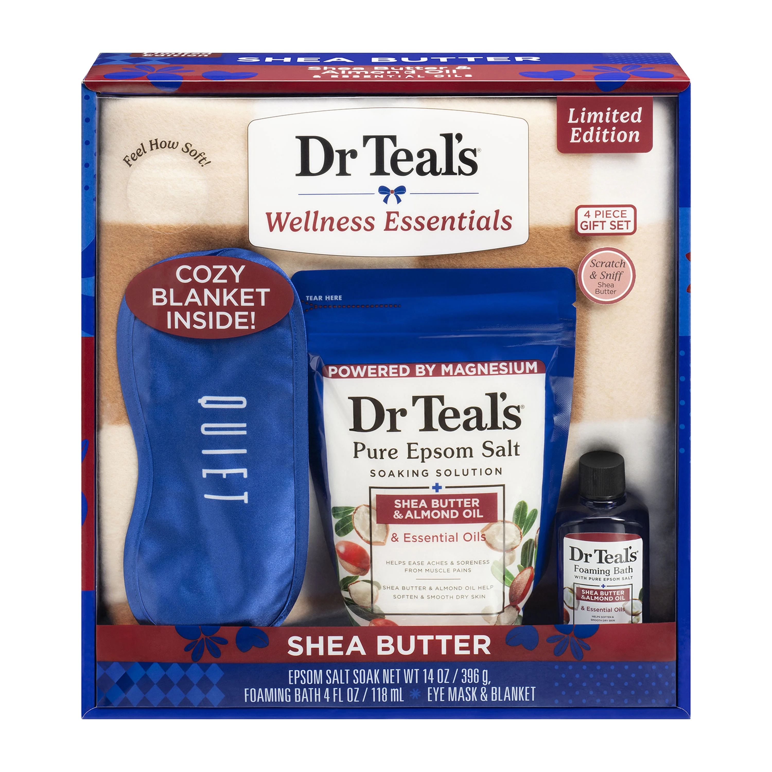 Dr Teal's Shea Butter & Almond Oil Bath Gift Set with Cozy Blanket, 4 Piece | Walmart (US)