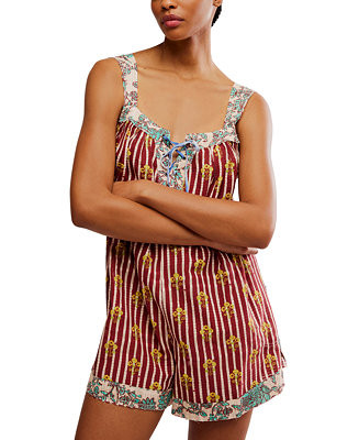Women's Port Au Prince Printed Cotton Sleeveless Romper | Macy's
