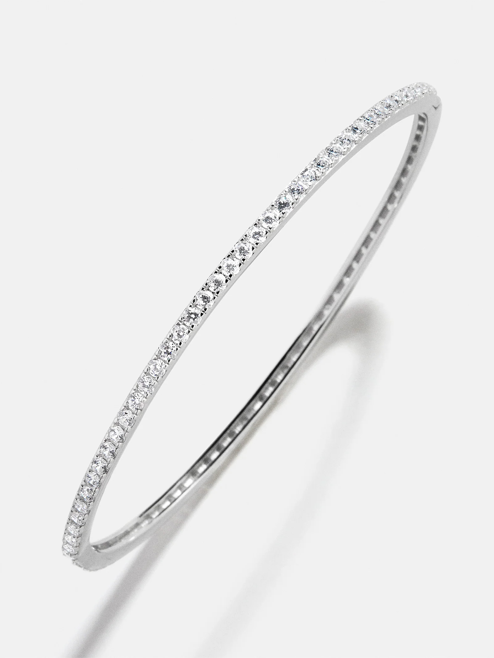 Tracy 18K Sterling Silver Hinge Bangle - Silver/Pavé | BaubleBar