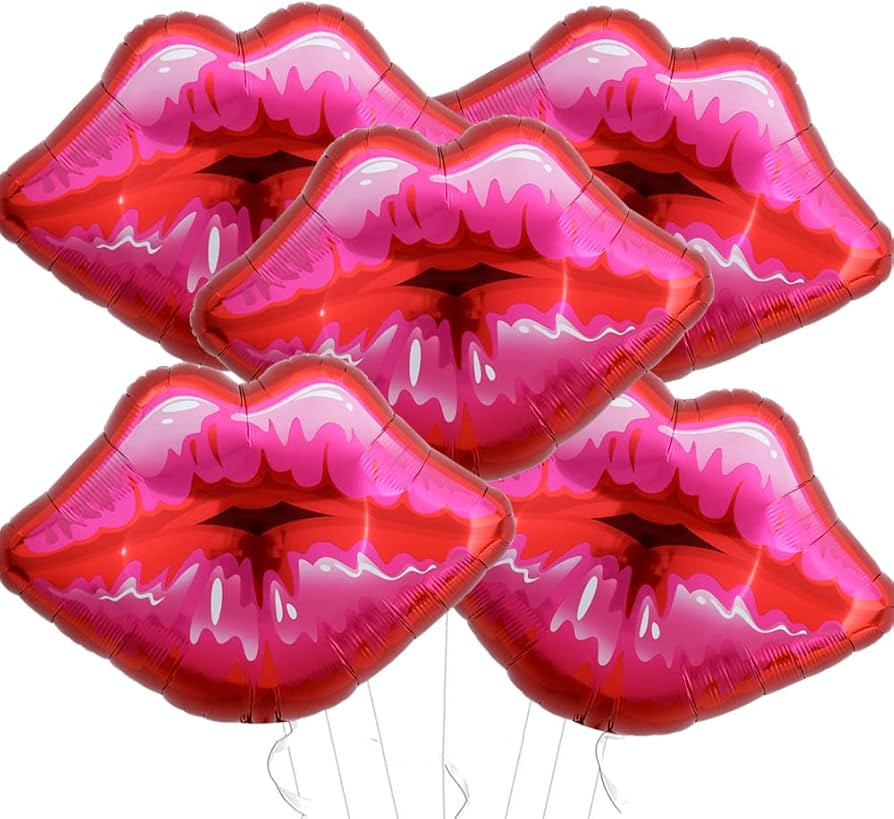 Pack of 5 Huge Red Lip Balloons Large Pink Lips Balloon Big Foil Lip Balloons for Makeup Themed P... | Amazon (US)