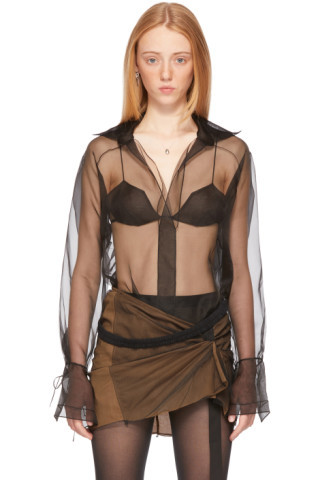 SSENSE Exclusive Black Oversized Sheer Pullover Shirt | SSENSE