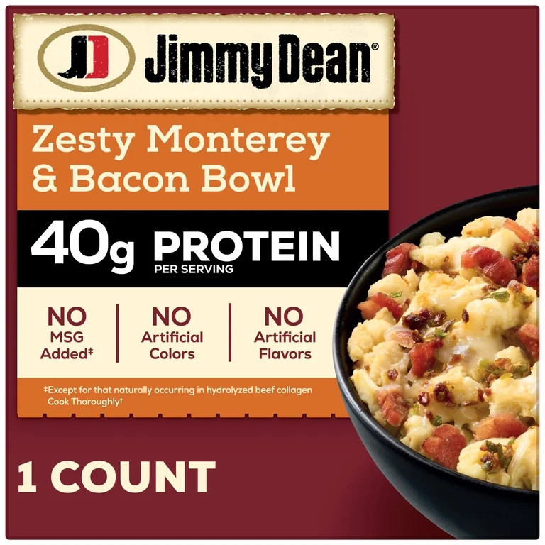 Jimmy Dean Protein Breakfast Bowl, Zesty Scrambled Egg, Monterey Jack & Bacon, Frozen, 7.25 oz | Walmart (US)