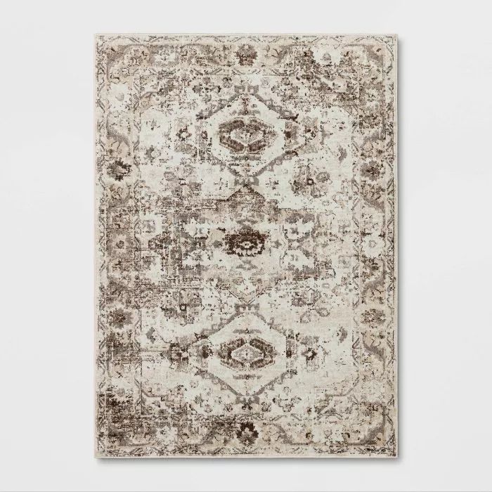 Stanfield Companion Distressed Scroll Area Rug Cream - Threshold™ | Target