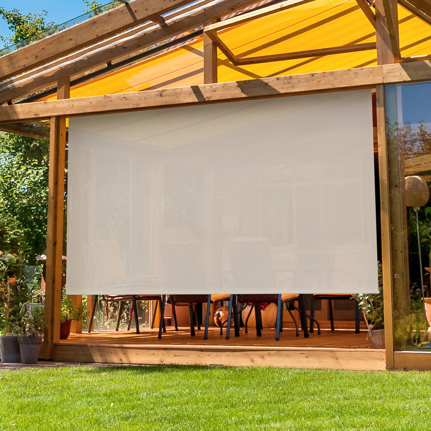 Symple Stuff Hillhouse Semi-Sheer Outdoor Roller Shade & Reviews | Wayfair | Wayfair North America