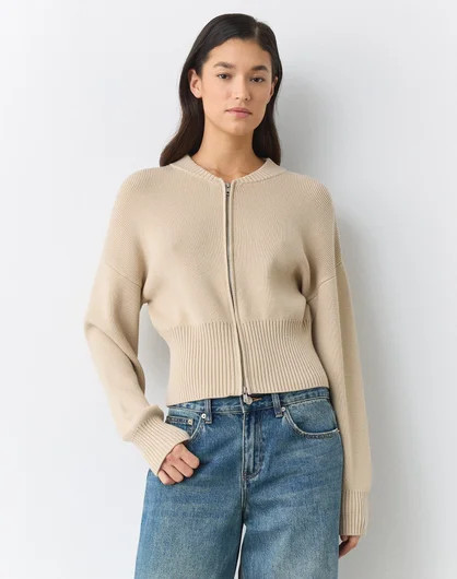 Zip Through Knit Jacket in Neutral | Glassons AU | Glassons (Australia)