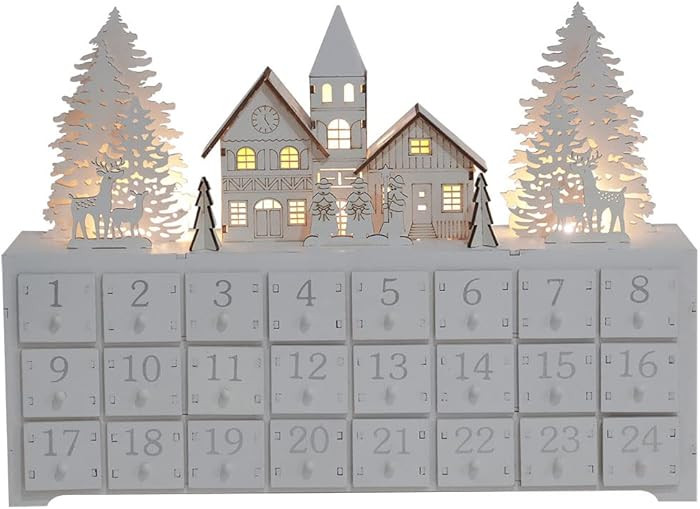Christmas Wooden Advent Calendar House with 24 Drawers Countdown to Christmas Decoration Fill Sma... | Amazon (US)