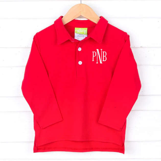 Solid Red Long Sleeve Polo | Classic Whimsy