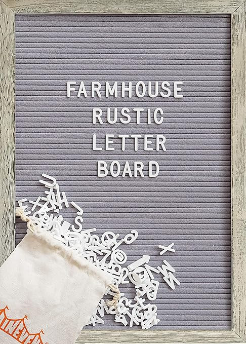 Felt Letter Board with 12x17 Inch Rustic Wood Frame, Script Words, Precut Letters, Picture Hanger... | Amazon (US)