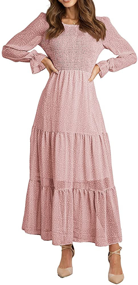 BTFBM Women Casual Long Sleeve Crew Neck Fall Dress Bohemian Relaxed Fit Floral Flowy Maxi Dresse... | Amazon (US)