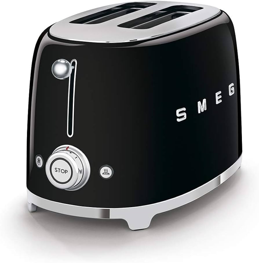 SMEG 2 Slice Toaster with 6 Presets and Defrost Function and Removable Crumb Tray (Black) | Amazon (US)