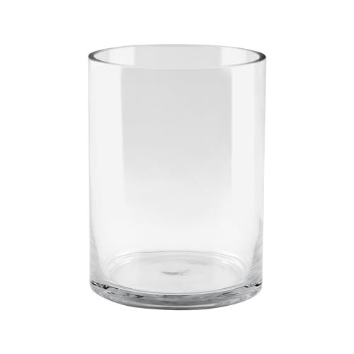 6" Wide 8" High Large Hand Blown Sturdy Clear Cylinder Glass Vase, Centerpiece Flower Vase for Rose, Tulip, Boquets, Hurricane Candle Holder (1, 6"x8") | Amazon (US)