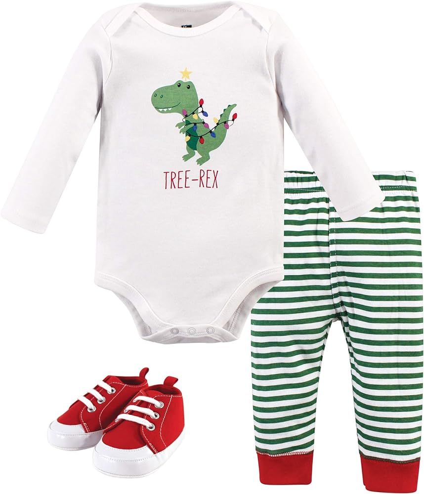 Hudson Baby Baby Cotton Bodysuit, Pant and Shoe Set | Amazon (US)