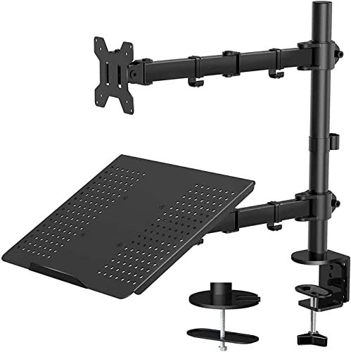 HUANUO Monitor and Laptop Mount with Tray for 13- 27 inch, Fully Adjustable Laptop Notebook Desk Mou | Amazon (US)