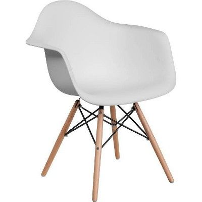 Alonza Series Plastic Chair with Arms and Wooden Legs - Riverstone Furniture Collection | Target
