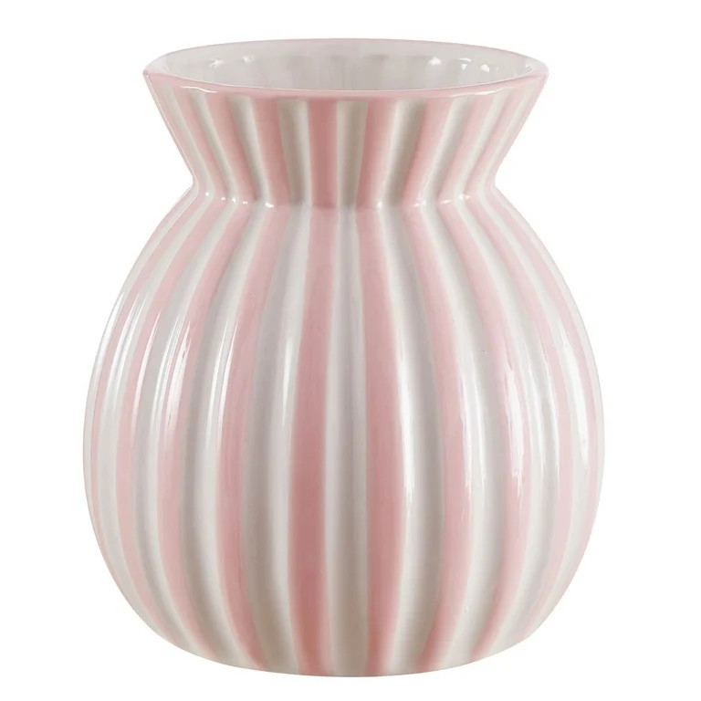 Mainstays Pink and White Striped Ceramic Vase | Walmart (US)
