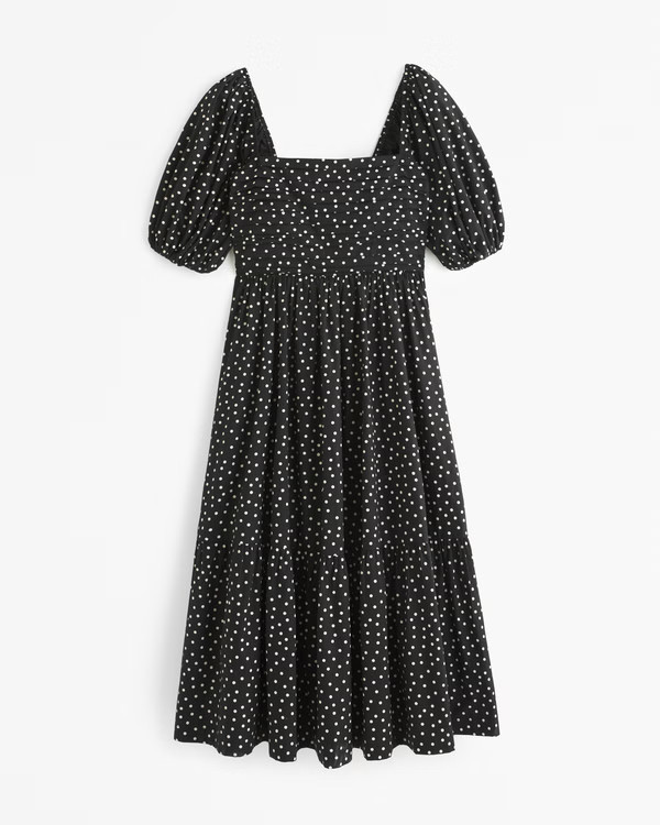 The A&F Emerson Poplin Puff Sleeve Midi Dress | Abercrombie & Fitch (US)