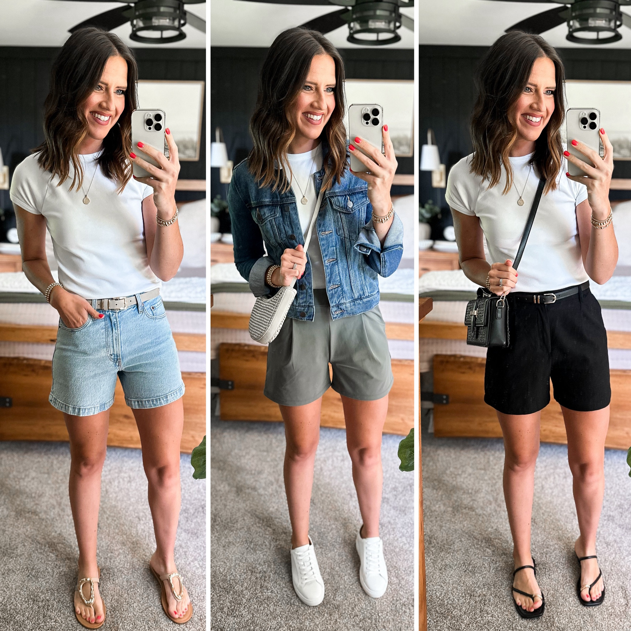 Summer Capsule Wardrobe - White Tee 

Tee - small 
Denim shorts - size 26 
Denim jacket - small 
Green shorts - small 
Black shorts - sized down to a xs 


#LTKStyleTip #LTKFindsUnder100 #LTKFindsUnder50
