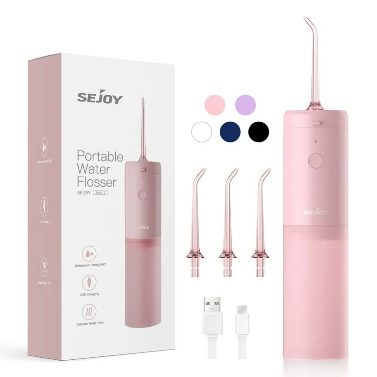 Sejoy Cordless Water Flosser, Rechargeable Portable Oral Irrigator Teeth Cleaner, Pink | Walmart (US)