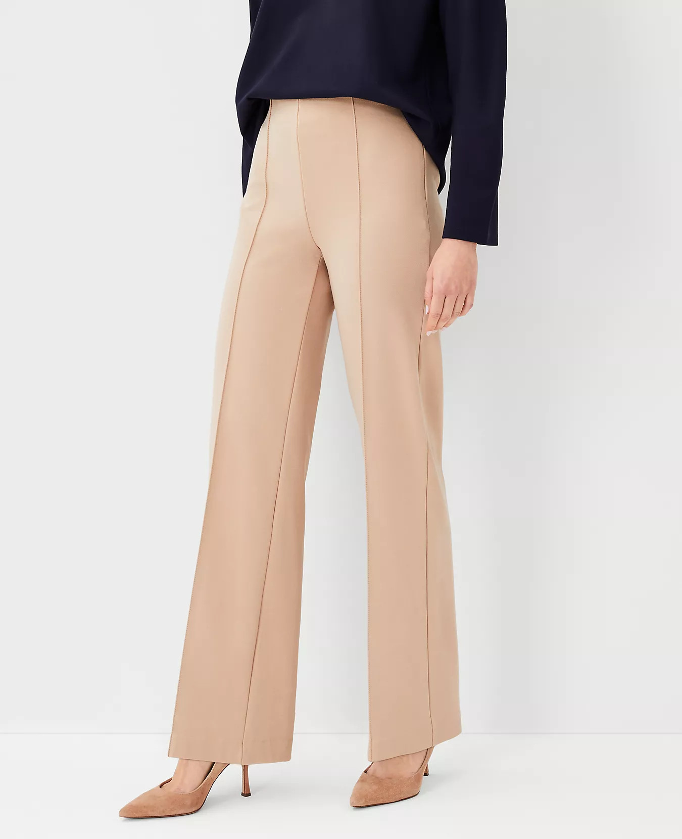 The High Waist Side Zip Straight Pant in Twill | Ann Taylor (US)