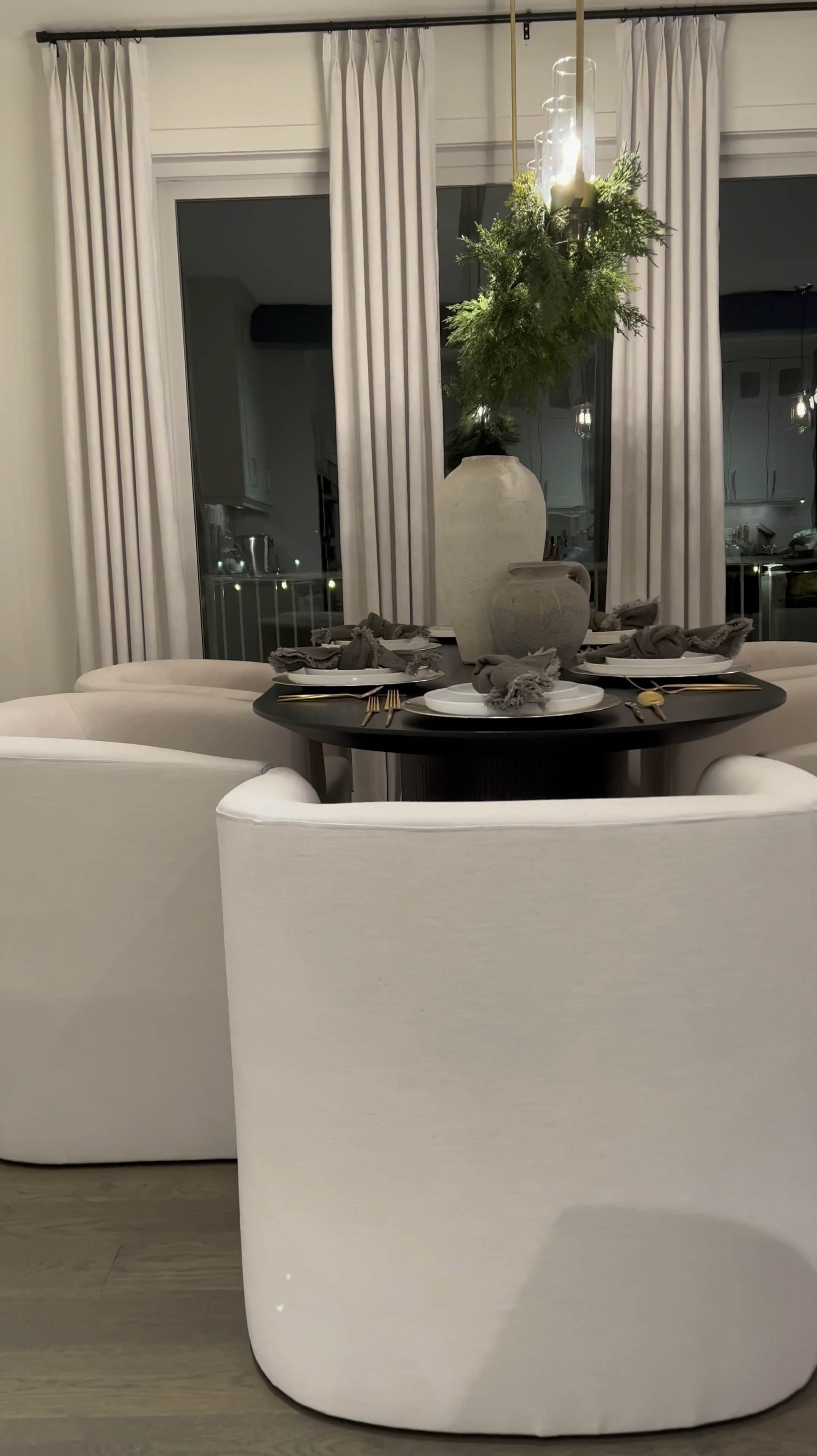 🥳
Here’s another custom drapery look for less with the most stunning fabric!! 🥰…. 

These drapes come ready to hang…. I didn’t need to stream them! 🎉…. and they come perfectly trained 😆🥳😆 

I hung the brackets on the wall about half an inch from the ceiling to give enough room for the curtain rod to slide into. 

I got 106 inch drapes and my ceiling is 9 feet. With this system my drapes perfectly kiss the floor, which is the look I’m going for. ☺️

The white hooks are adjustable and come with the drapes 🎉… do keep in mind they’ll only adjust your drapes upwards so if you’re going for a pool look, you’ll need longer drapes 💕

I can’t get over stunning the fabric is🥰…. It comes in 15 colors which you can get samples🥳 .. Hope you’ll love them as much as I do! 

#LTKVideo 

#LTKSaleAlert #LTKStyleTip #LTKHome