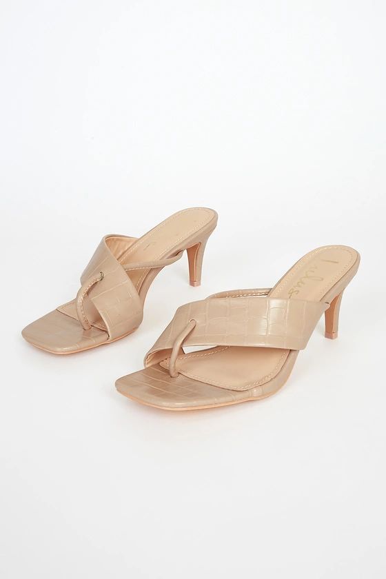 Bern Natural Crocodile-Embossed High Heel Sandals | Lulus (US)