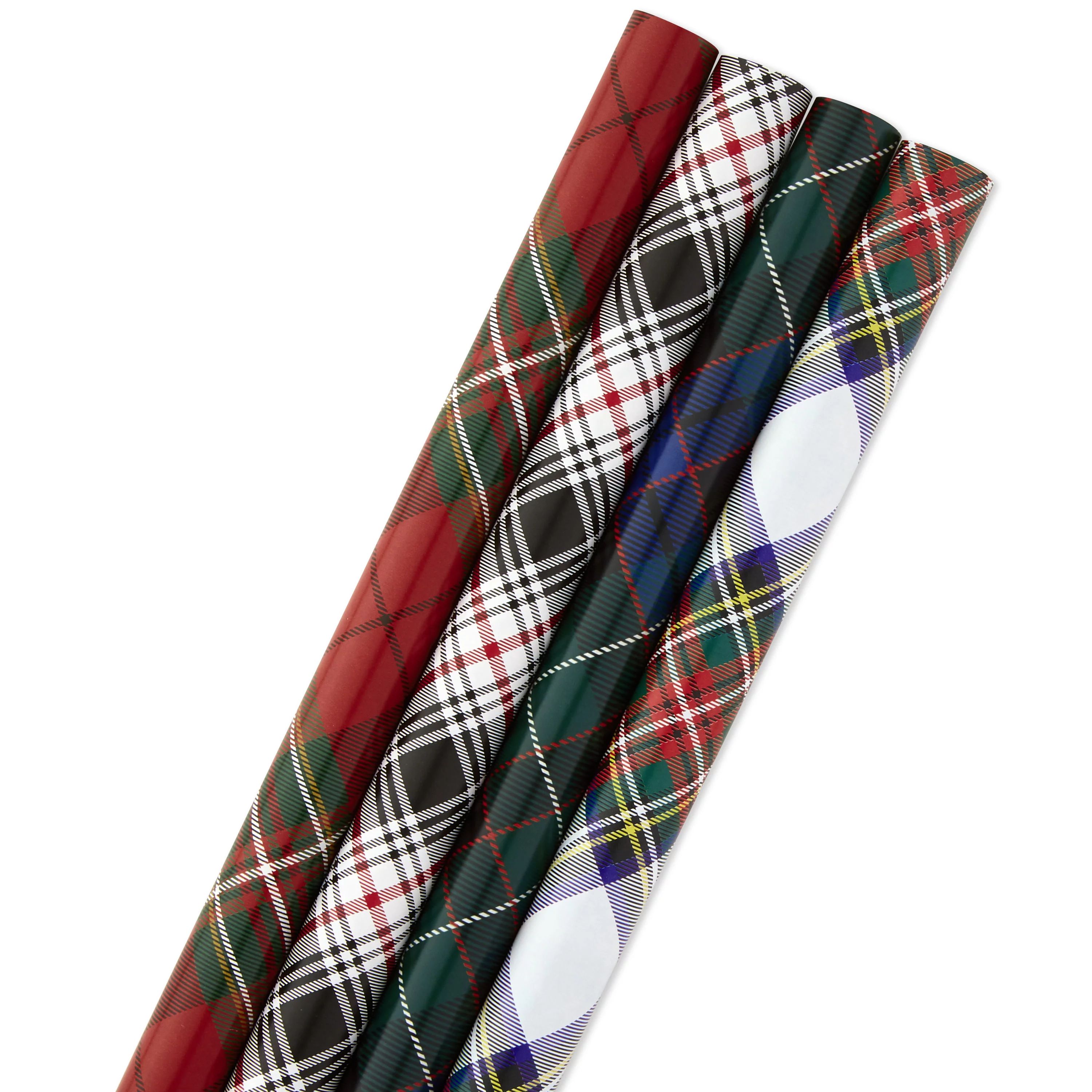 Hallmark Christmas Wrapping Paper Bundle with Cut Lines on Reverse, Plaid (Pack of 4, 120 sq. ft.... | Walmart (US)
