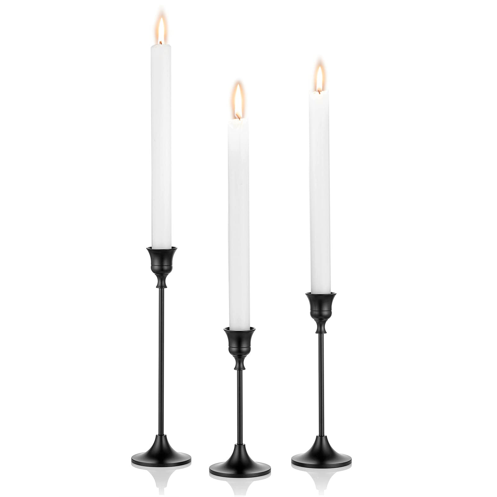 Nuptio 3 Pcs Black Candlestick Holders Taper Candles Holder Candle Stick Holder for Dining Table,... | Amazon (US)