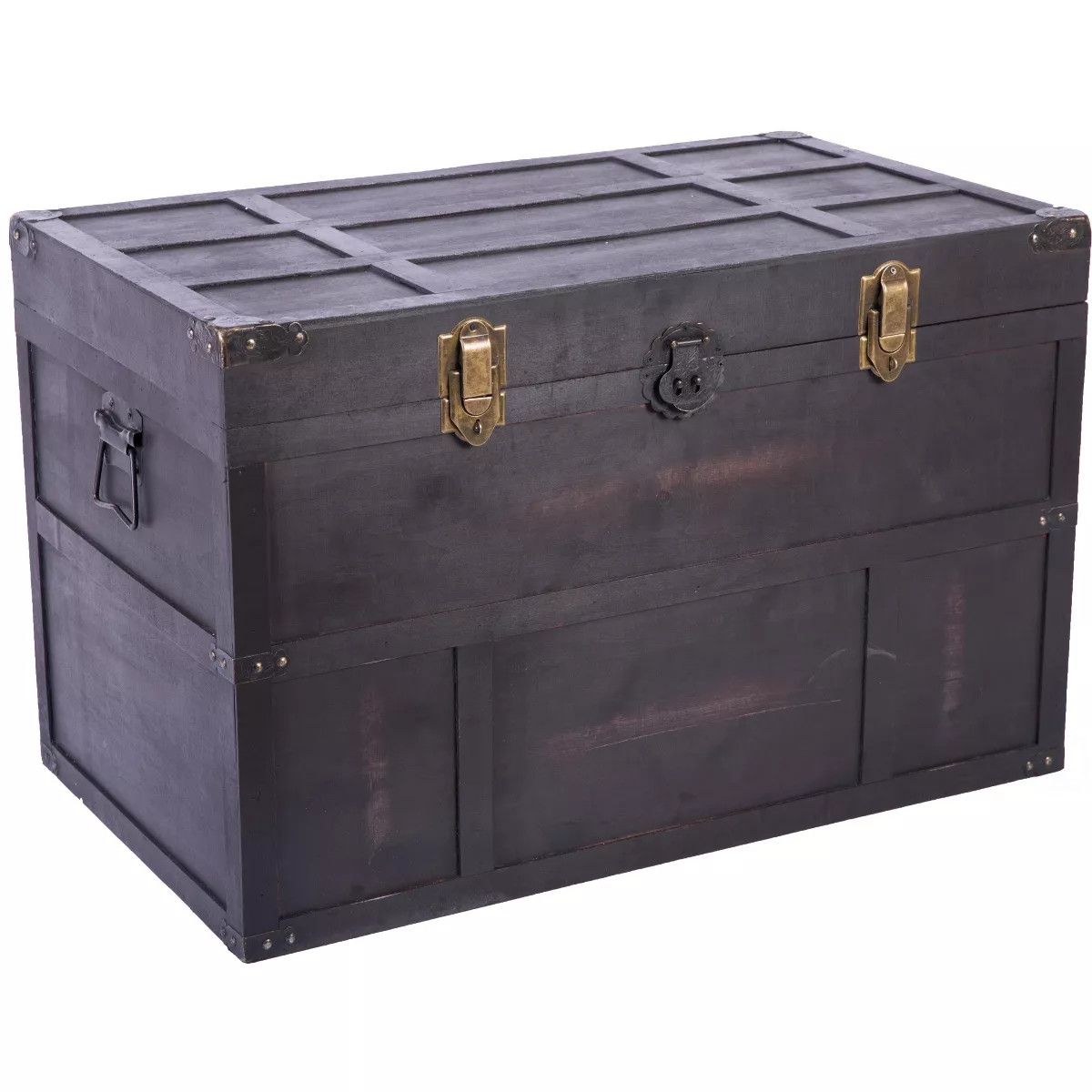 Vintiquewise Antique Style Large Dark Wooden Storage Trunk with Lockable Latch | Target