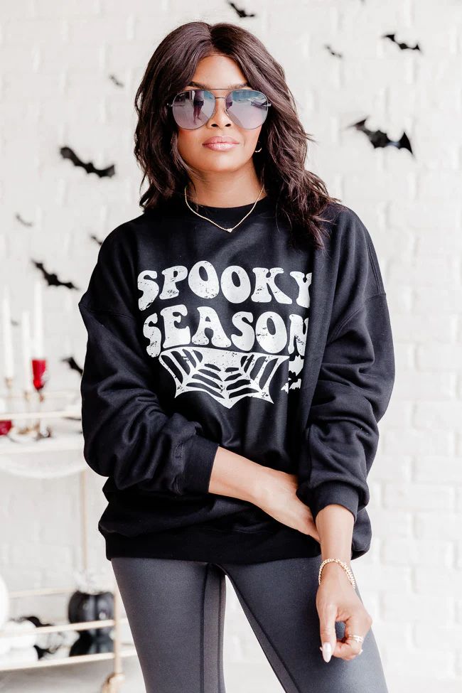 Spooky Season Black Oversized Graphic Sweatshirt | Pink Lily