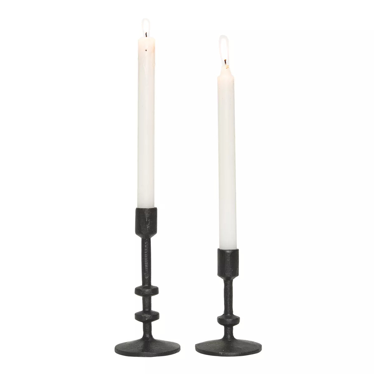 Transpac Metal 7.13 in. Brown Harvest Disc Detail Candle Holder Set of 2 | Target