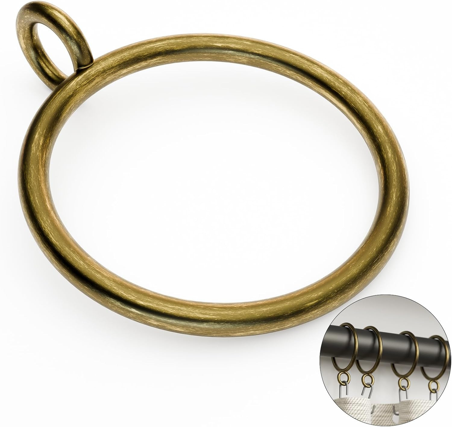 50 Pack Bronze Metal Curtain Rings with Eyelets, 1.5 inch Inner Diameter Drapery Rings Apply for Curtain Rods(Fits Up to 1 1/4-Inch Rod) | Amazon (US)